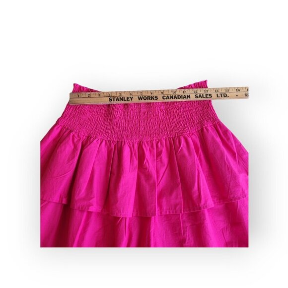 Nordstrom HT360 Collective Pink Smocked Tiered Cotton Mini Skirt Size S - Picture 9 of 11